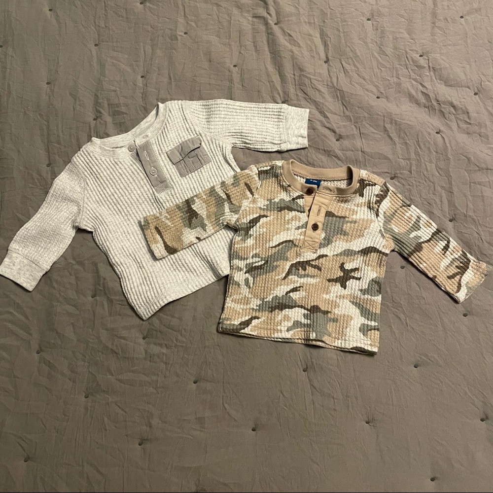 Lot of two 0-3 month Old Navy henley shirts